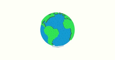 Low poly Earth with triangle polygonal shapes and wireframe design. Vibrant 3D rendering image for advertising, cartography, and educational use. Showcasing continents in a colorful geometric style