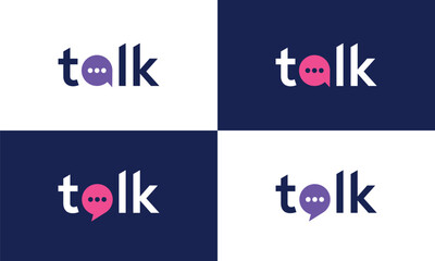 Talk Typography Logo Design, Message Communication Symbol Vector