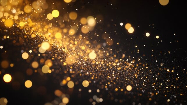 Golden fireworks cascading across a black background, with ample space for text below.