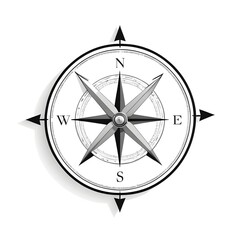 A single compass icon with a directional arrow, clean and modern, centered on a transparent or white background. This minimalistic design symbolizes navigation, exploration, and wayfinding.