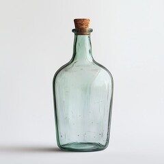 Rustic Green Glass Bottle with Aged Texture Game Art Concept Isolated on White Background