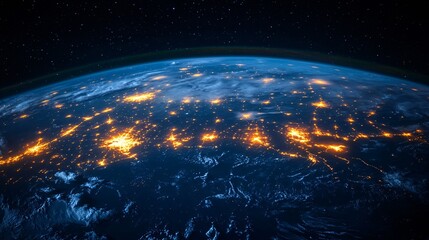 Obraz premium Global Connectivity: Earth's Illuminated Cities at Night