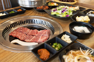 Korean bbq. Grilled beef ribs