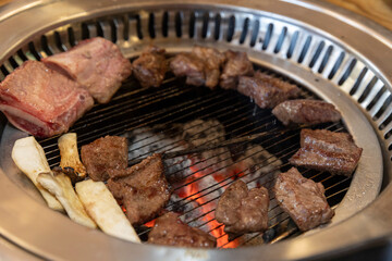 Korean bbq. Grilled beef ribs