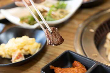 Korean bbq. Grilled beef ribs