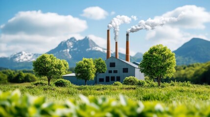 Obraz premium Industrial Pollution and Environmental Conservation Perspective