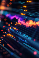 Fototapeta premium An abstract image depicting a vibrant digital data stream with neon lights creating a dynamic and futuristic technology background