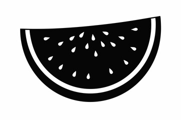 Watermelon silhouette, Watermelon slice vector icon