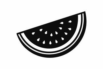 Watermelon silhouette, Watermelon slice vector icon