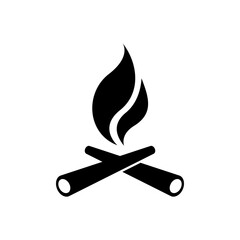 Abstract Campfire Icon in Black and White Design