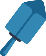 Simple vector illustration of a blue dustpan being held up, great for depicting cleaning