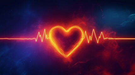 Vibrant Heartbeat Pulse Design on Abstract Background for Illustrating Love, Health, Lifeline, and Passion in Creative Digital Art Projects