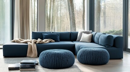 Modern Blue Sofa Living Room Design