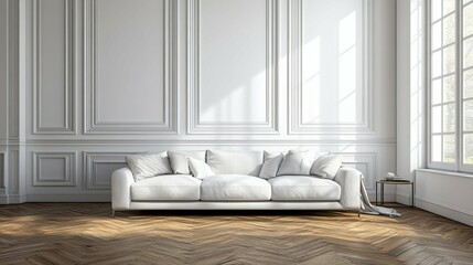 Elegant White Living Room with Classic Design
