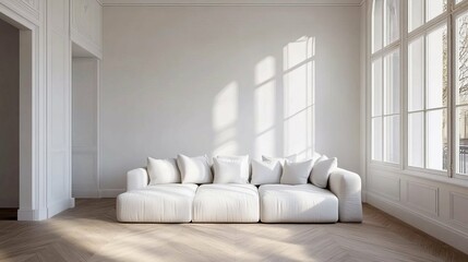 Elegant White Living Room with Modern Sofa