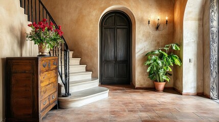 Elegant and Luxurious Interior Hallway with Staircase
