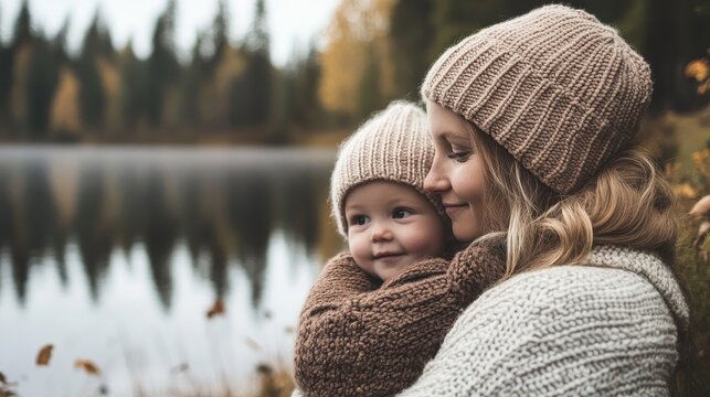 Serene Finnish Maternity and Family Moments in Cozy Knits by the Lakeside - Powered by Adobe