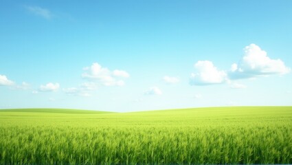 Fototapeta premium A sunny field with tall grass against a clear blue sky, showcasing nature’s simplicity and beauty. Generative, AI,