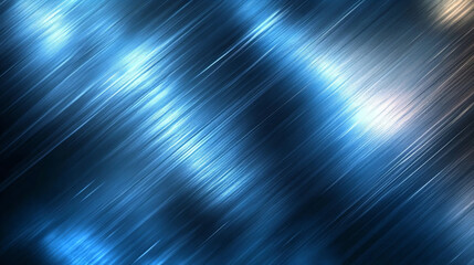 Abstract metallic blue background with reflective lines and light effects