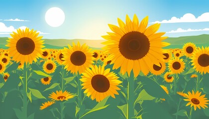 Sunflowers Field Summer Landscape