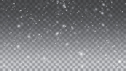 Falling snowflakes on isolated transparent background vector illustration. Abstract winter background from snowflakes