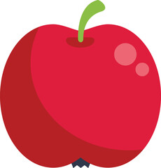 Simple vector illustration of a red apple with green stem, isolated on a white background