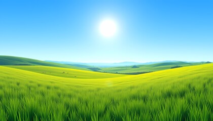 Sunny Green Rolling Hills Landscape