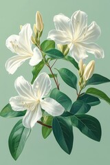 Obraz premium Exquisite White Jasmine Flowers on Verdant Foliage