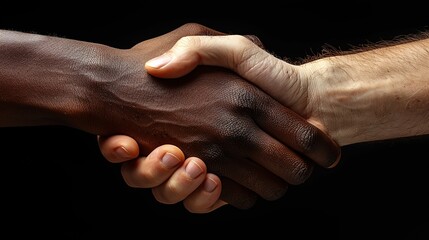 men shake hands with each other close up