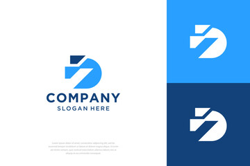 D symbol technology logo design vector