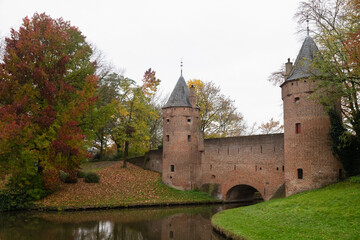 Fototapeta premium Medieval water gate Monnikendam built as part of the second city wall of the historic Dutch city of Amersfoort.
