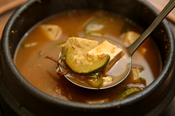 Korean traditional food. Soybean paste stew
