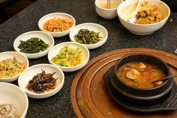 Korean traditional food. Soybean paste stew
