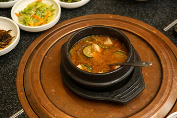 Korean traditional food. Soybean paste stew