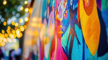 A close-up of a vibrant mural featuring tango dancers and folkloric elements in Buenos Aires