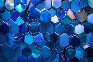 Abstract hexagonal patterns glowing in corporate-themed shades of blue