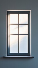 Fototapeta premium Home sweet home, A simple, modern window with a six-pane grid, letting in soft light against a muted wall.