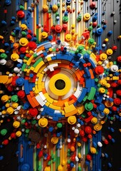 Obraz premium design, illustration, technology, circle, vector, pattern, color, digital, art, business, wallpaper, backdrop, colorful, symbol, blue, music, motion, light, psychedelic, concept, shape, texture, round