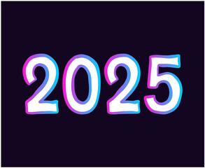 Happy New Year 2025 Design Element Purple And Blue Realistic Creative Abstract Vector Illustration