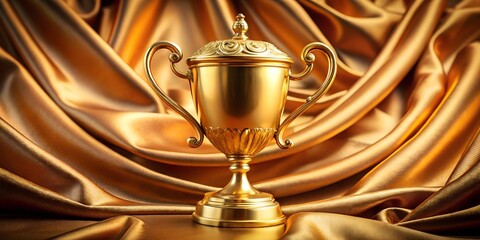 champion golden cup on golden textile