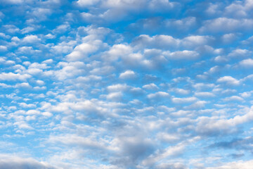Naklejka premium Diferentes formaciones de nubes en el cielo azul por la tarde