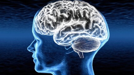Fototapeta premium Brain scan displaying patterns indicative of dementia, illustrating the impact of cognitive decline on neural pathways and the importance of early detection and intervention in neurological health.