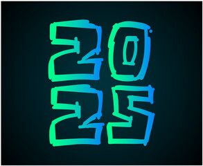 Happy New Year 2025 Design Element Green And Blue Line Style Creative Abstract Vector Illustration