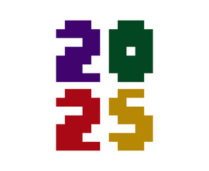 2025 Happy New Year Design Pixel Colorful Creative Abstract Vector Illustration