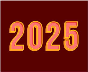 Happy New Year 2025 Design Element Pink And Yellow 3D Realistic Creative Abstract Vector Illustration