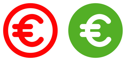 euro icon set, euro coin icon set, Vector symbols of euro money coins,