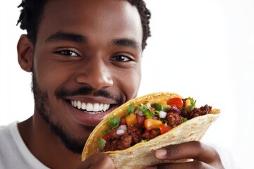 A person holding a taco in their hand, ready to take a bite