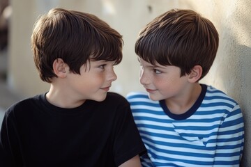 Obraz premium Two friends sitting side by side, enjoying each other's company
