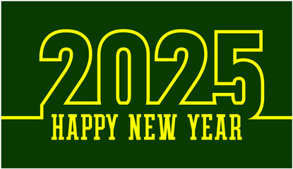 2025 Happy New Year Design Element Yellow And Green Creative Abstract Vector Illustration
