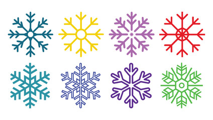 Fototapeta premium Winter snowflake vector icon set